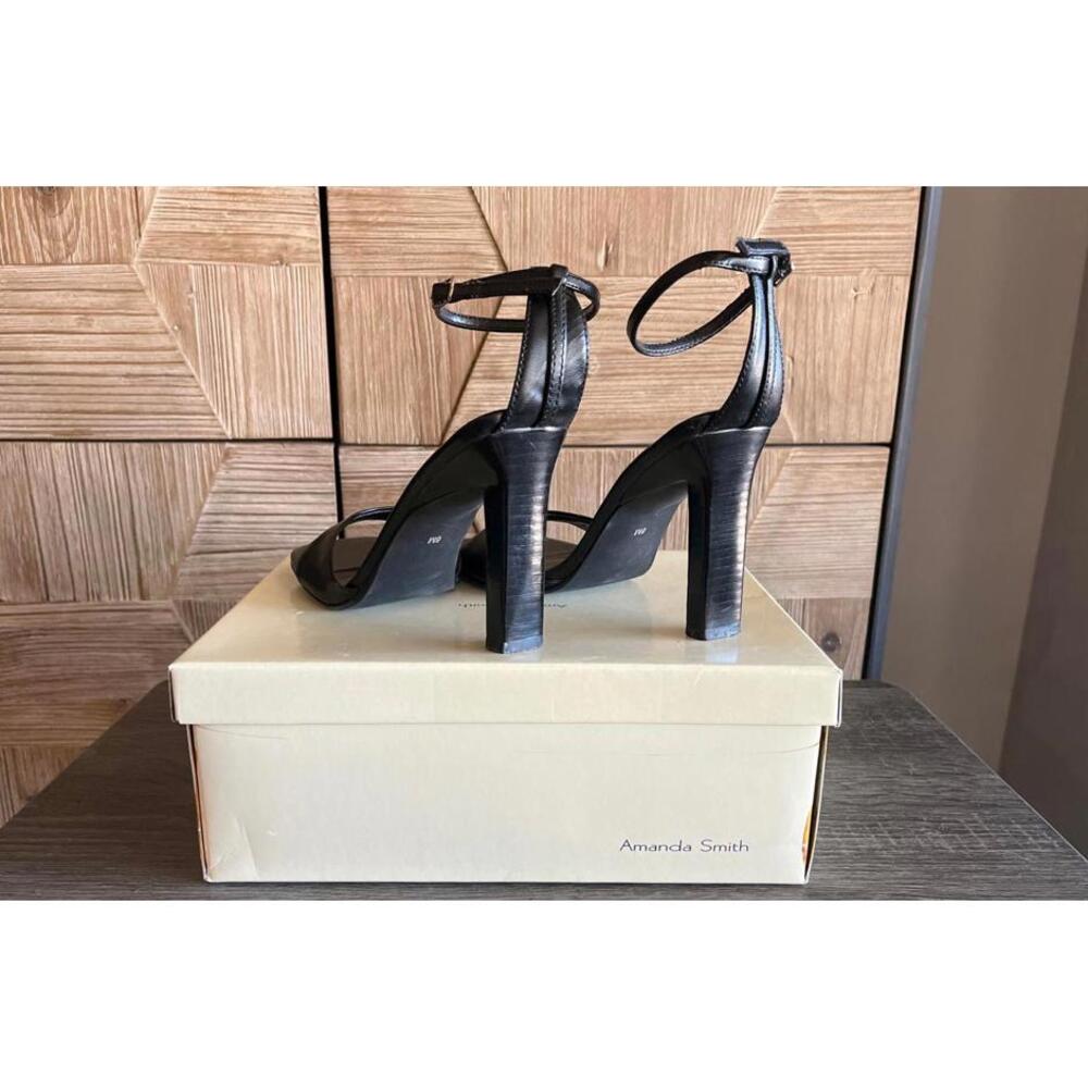 Amanda Smith Open Toe Black High Heel Sandal Ankle Strap Size 6M Party - Picture 2 of 4
